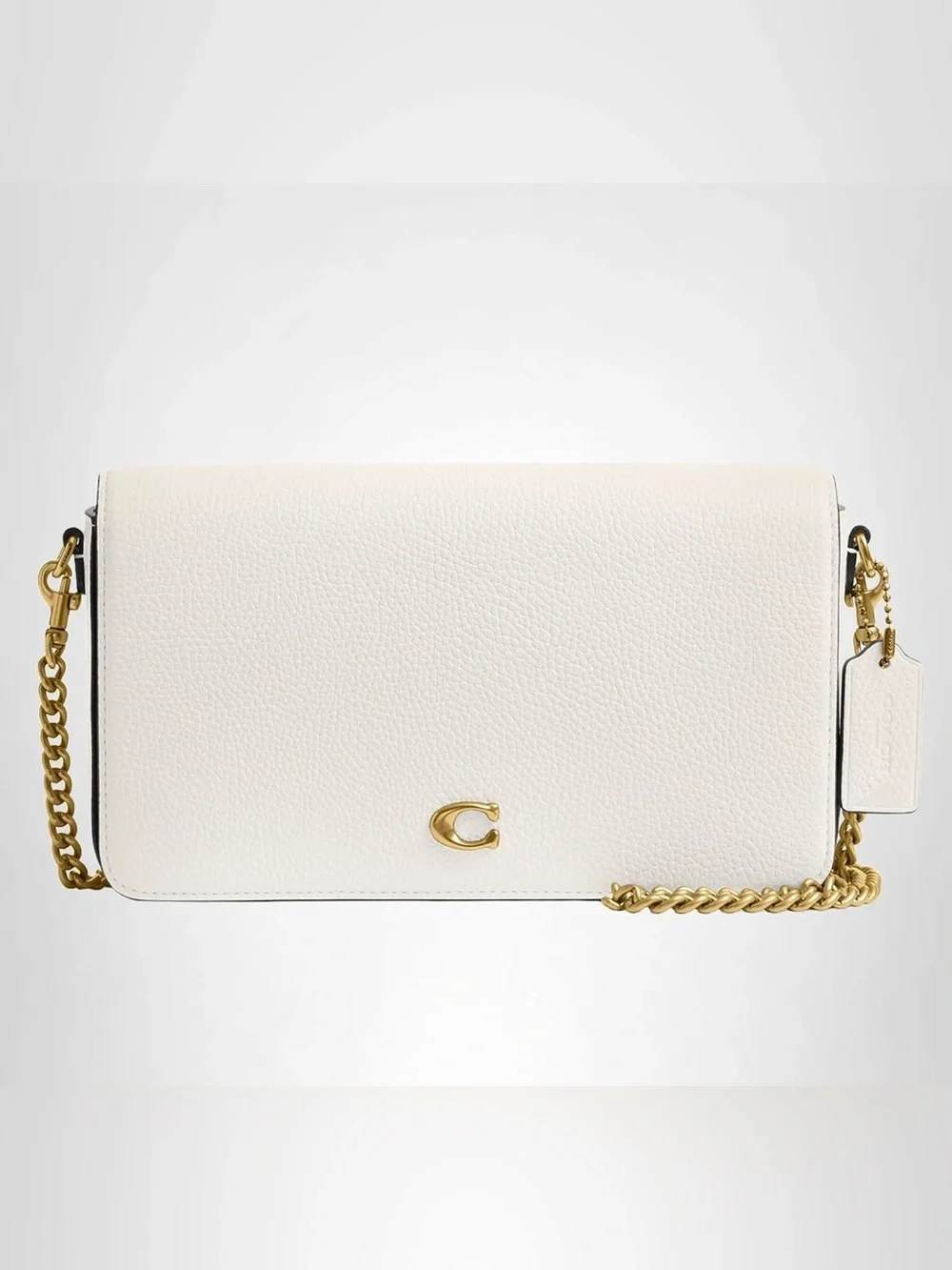 Coach Chalk Pebbled Leather Crossbody with Gold Chain